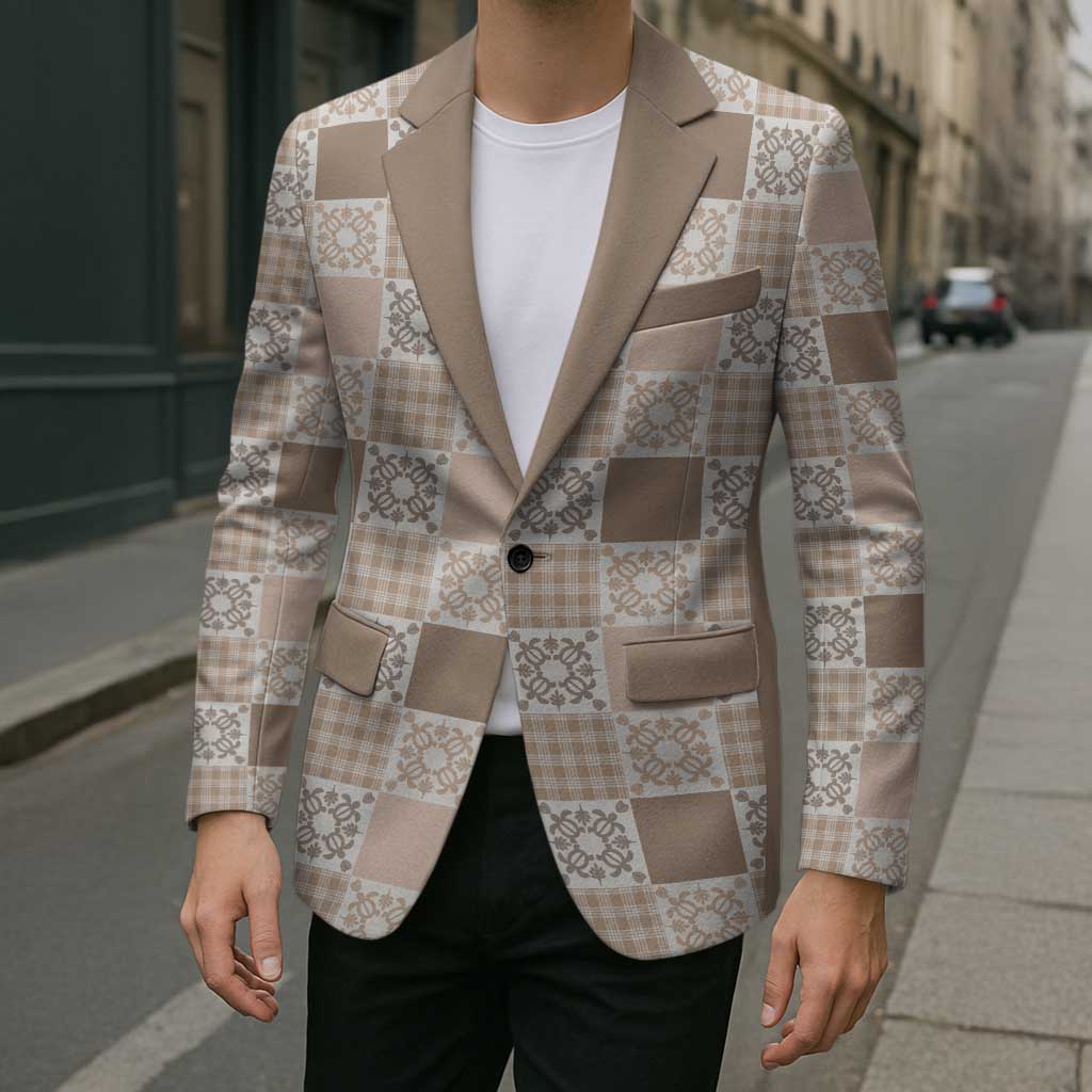 Hawaiian Palaka Quilt Pattern Blazer Hawaii Culture Honu Turtle - Polynesian Pride