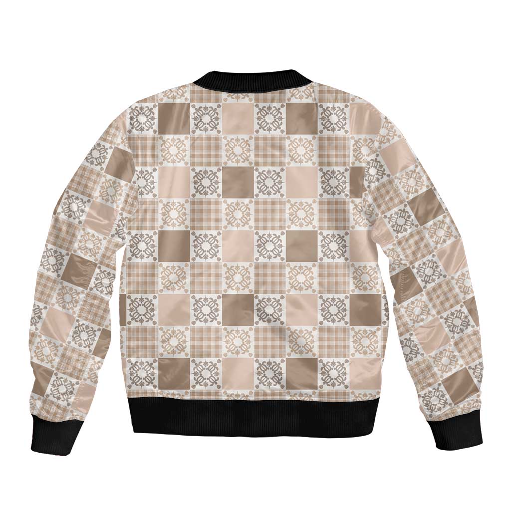 Hawaiian Palaka Quilt Pattern Bomber Jacket Hawaii Culture Honu Turtle - Polynesian Pride
