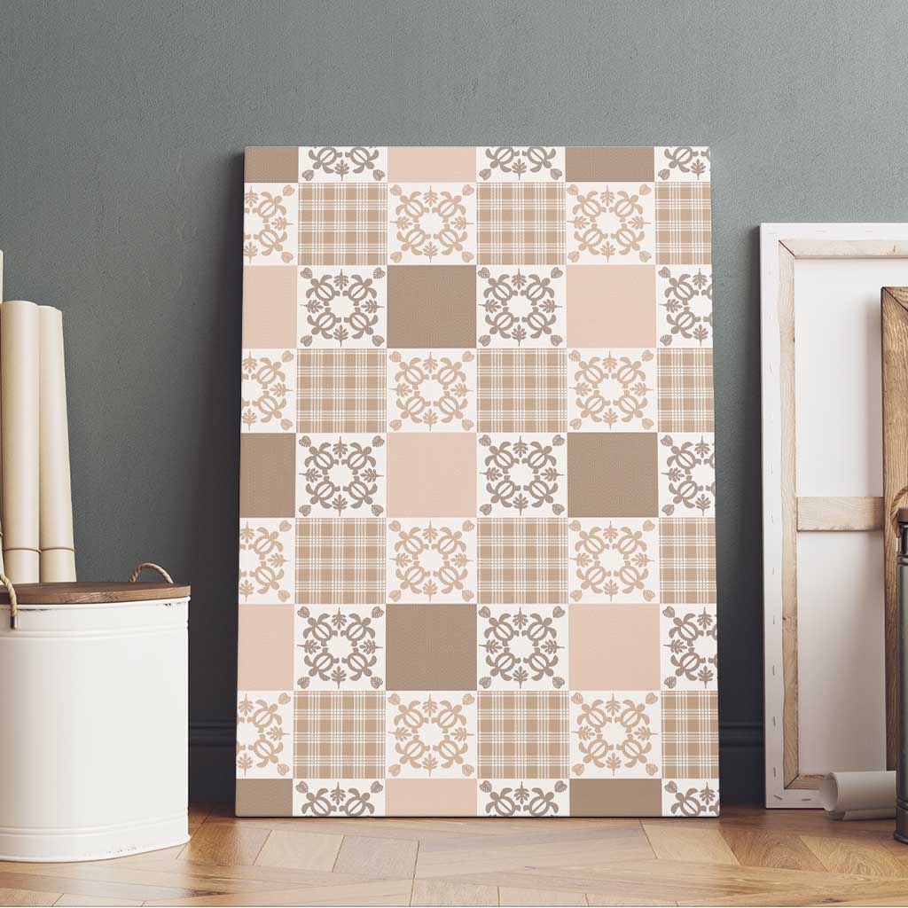 Hawaiian Palaka Quilt Pattern Canvas Wall Art Hawaii Culture Honu Turtle - Polynesian Pride
