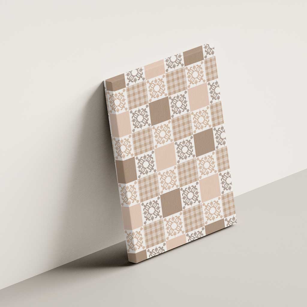 Hawaiian Palaka Quilt Pattern Canvas Wall Art Hawaii Culture Honu Turtle - Polynesian Pride