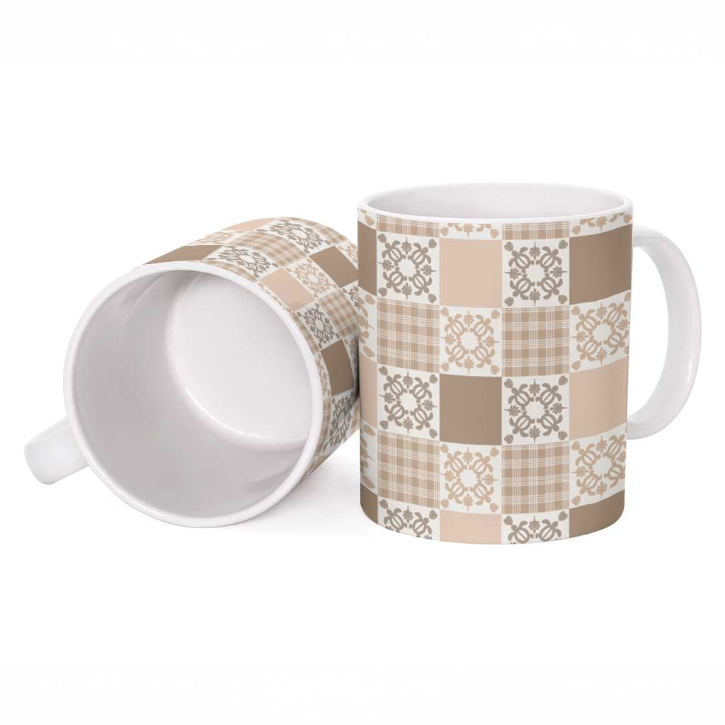 Hawaiian Palaka Quilt Pattern Ceramic Mug Hawaii Culture Honu Turtle - Polynesian Pride
