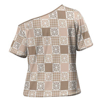 Hawaiian Palaka Quilt Pattern Cross Shoulder Shirt Hawaii Culture Honu Turtle - Polynesian Pride
