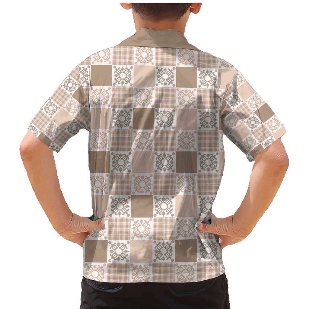 Hawaiian Palaka Quilt Pattern Family Matching Mermaid Dress and Hawaiian Shirt Hawaii Culture Honu Turtle - Polynesian Pride