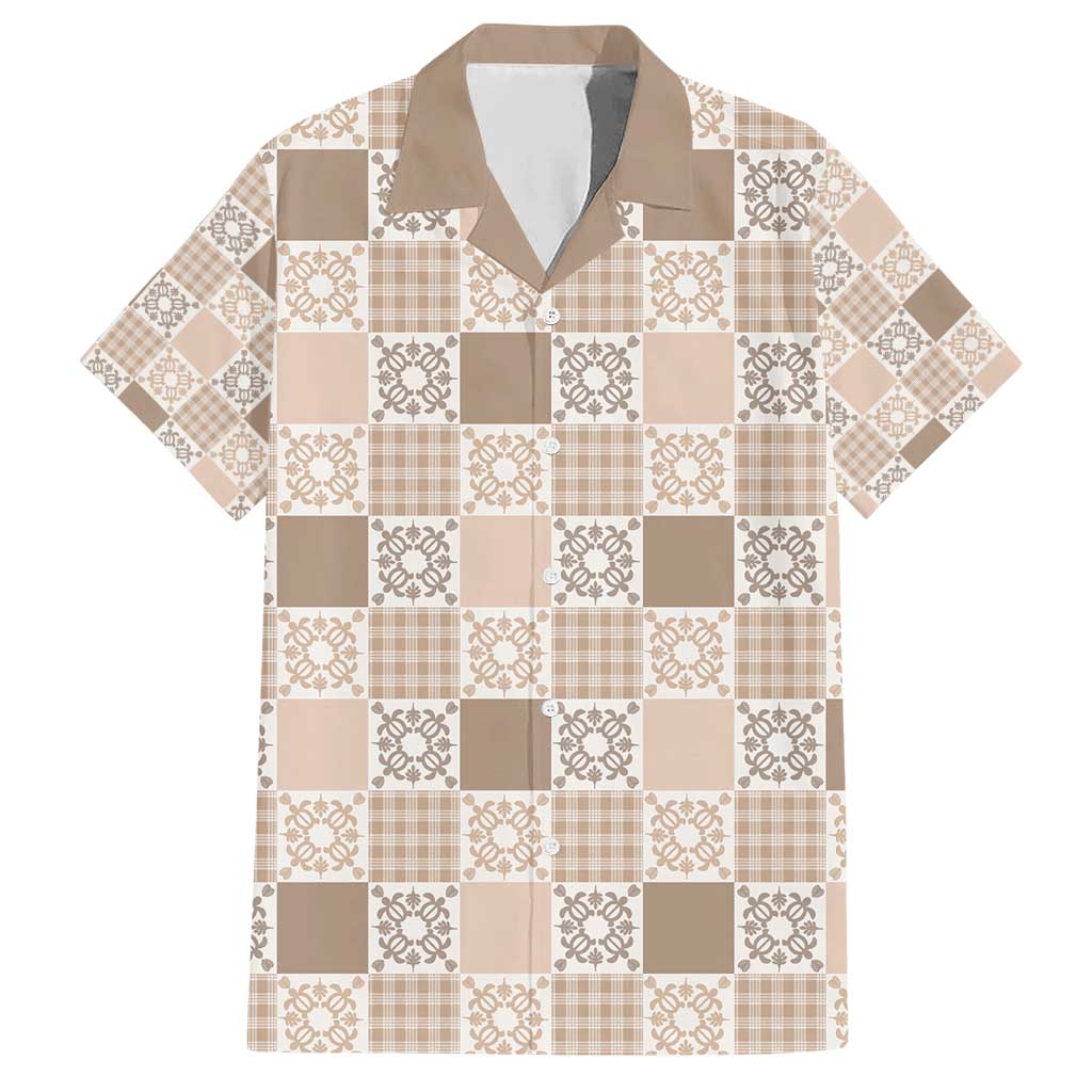 Hawaiian Palaka Quilt Pattern Family Matching Short Sleeve Bodycon Dress and Hawaiian Shirt Hawaii Culture Honu Turtle - Polynesian Pride