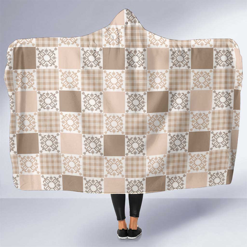Hawaiian Palaka Quilt Pattern Hooded Blanket Hawaii Culture Honu Turtle - Polynesian Pride