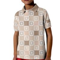 Hawaiian Palaka Quilt Pattern Kid Polo Shirt Hawaii Culture Honu Turtle - Polynesian Pride