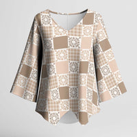 Hawaiian Palaka Quilt Pattern Kimono Sleeve Blouse Hawaii Culture Honu Turtle - Polynesian Pride