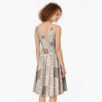 Hawaiian Palaka Quilt Pattern Midi Dress Hawaii Culture Honu Turtle - Polynesian Pride