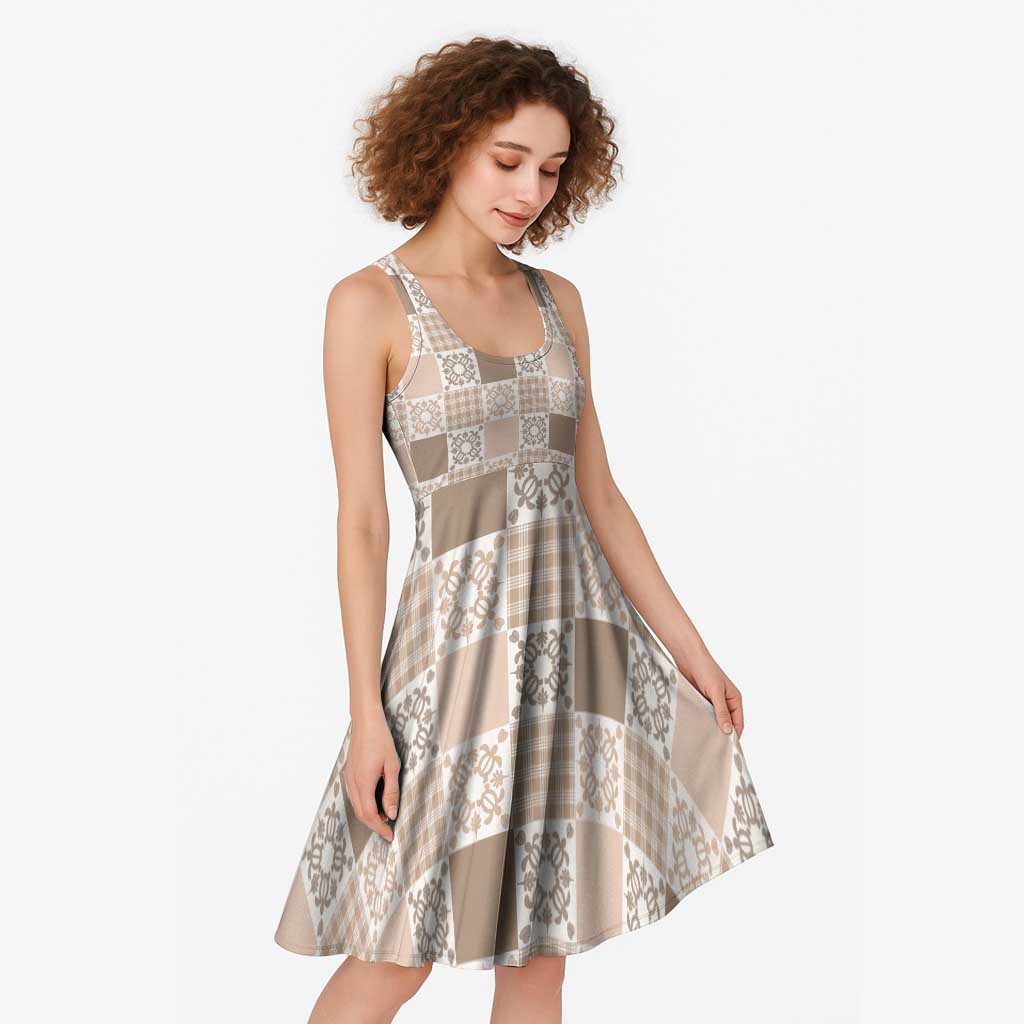 Hawaiian Palaka Quilt Pattern Midi Dress Hawaii Culture Honu Turtle - Polynesian Pride