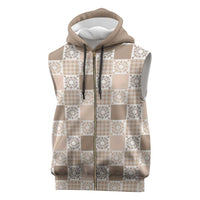 Hawaiian Palaka Quilt Pattern Sleeveless Zip Hoodie Hawaii Culture Honu Turtle - Polynesian Pride