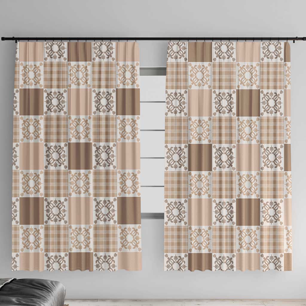 Hawaiian Palaka Quilt Pattern Window Curtain Hawaii Culture Honu Turtle - Polynesian Pride
