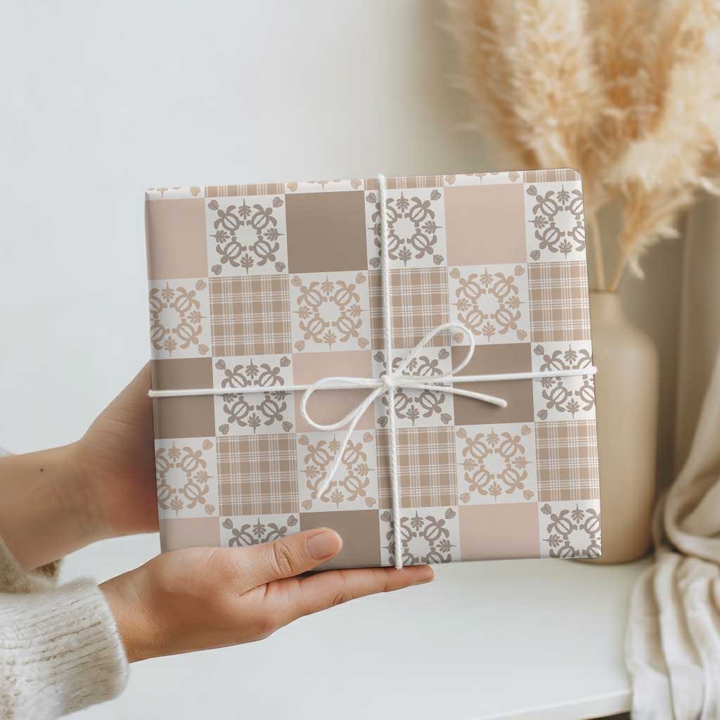 Hawaiian Palaka Quilt Pattern Wrapping Paper Hawaii Culture Honu Turtle - Polynesian Pride