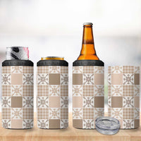 Hawaiian Palaka Quilt Pattern 4 in 1 Can Cooler Tumbler Hawaii Culture Pineapple - Polynesian Pride