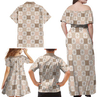 Hawaiian Palaka Quilt Pattern Family Matching Off Shoulder Maxi Dress and Hawaiian Shirt Hawaii Culture Pineapple - Polynesian Pride