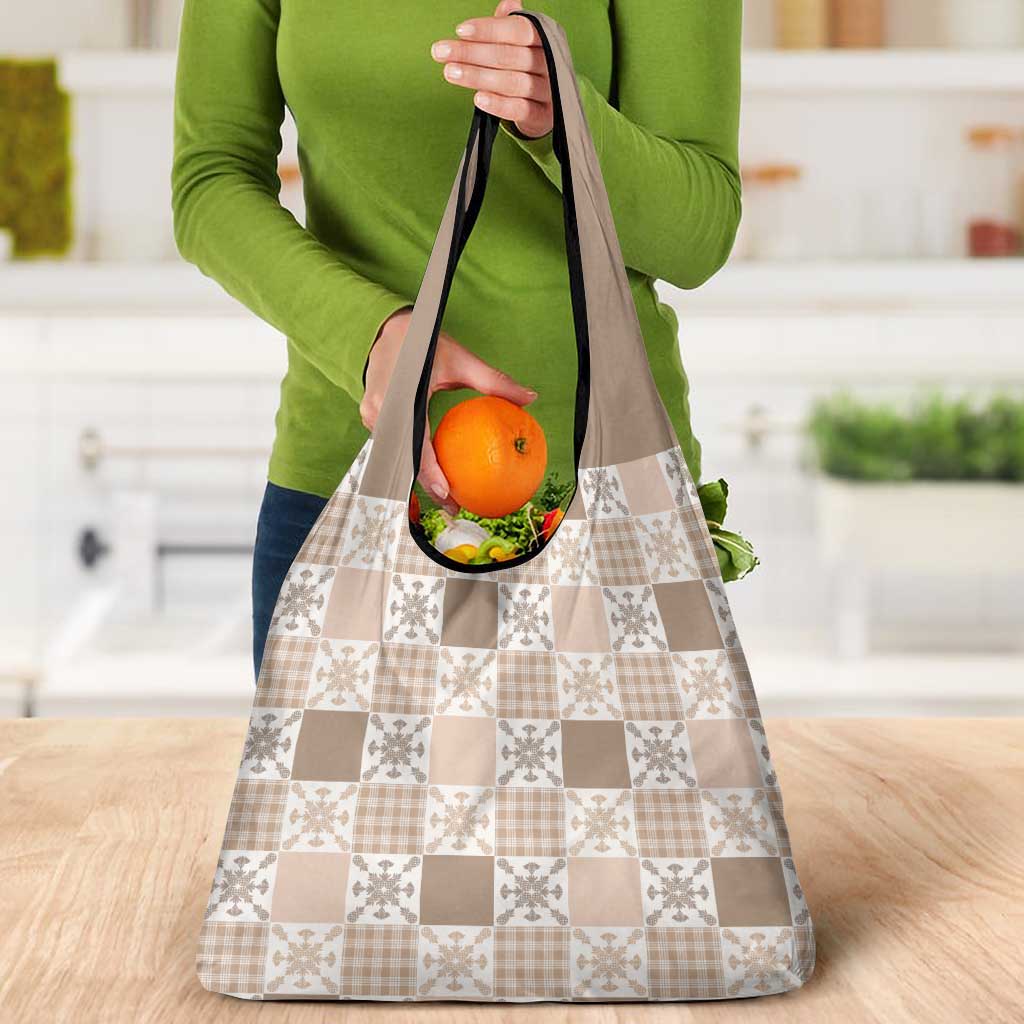 Hawaiian Palaka Quilt Pattern Grocery Bag Hawaii Culture Pineapple - Polynesian Pride