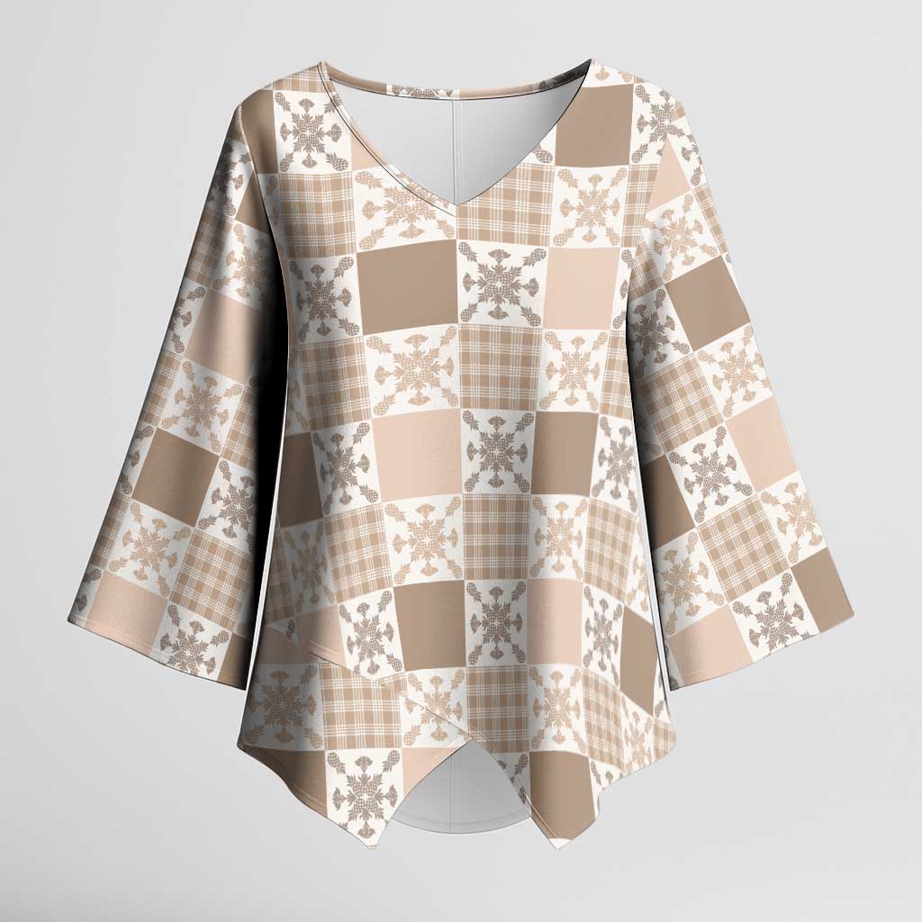 Hawaiian Palaka Quilt Pattern Kimono Sleeve Blouse Hawaii Culture Pineapple - Polynesian Pride