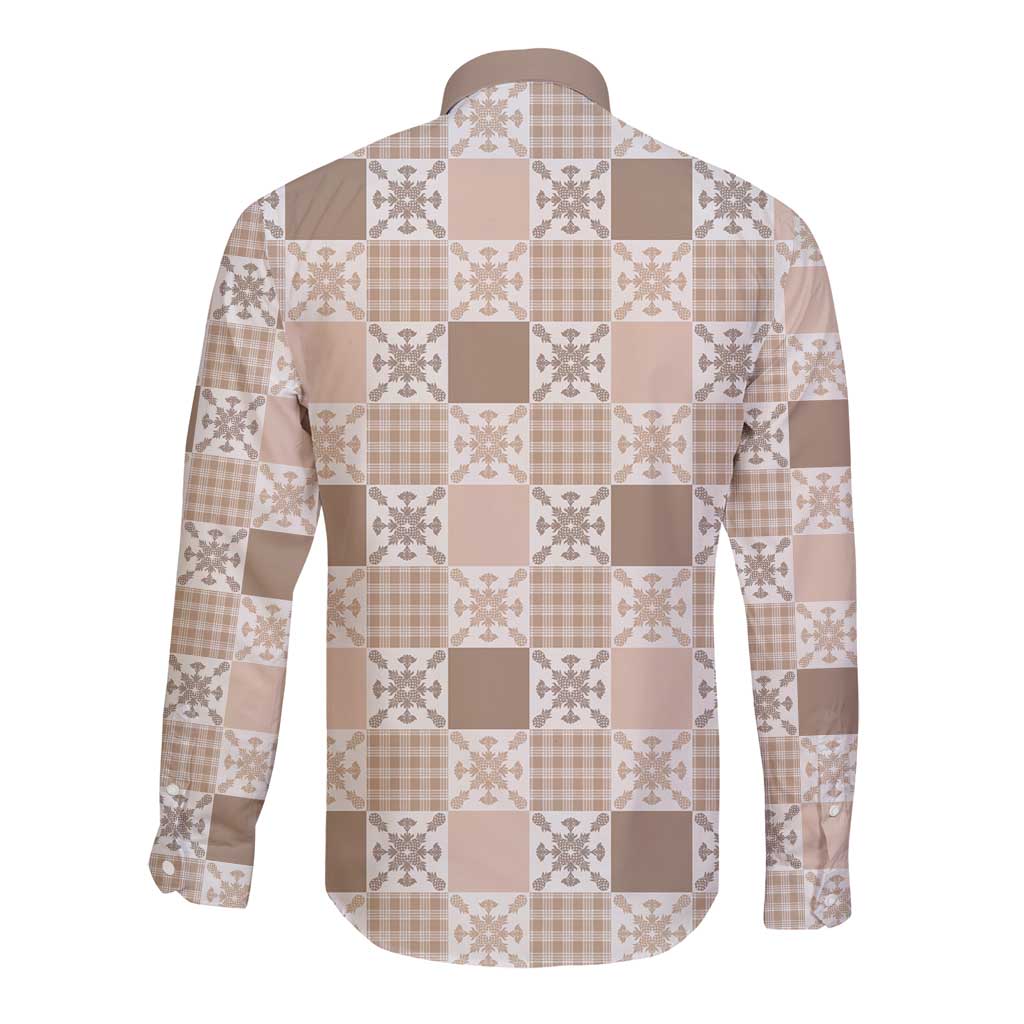 Hawaiian Palaka Quilt Pattern Long Sleeve Button Shirt Hawaii Culture Pineapple - Polynesian Pride