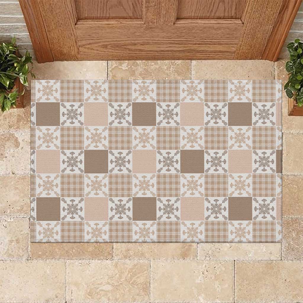 Hawaiian Palaka Quilt Pattern Rubber Doormat Hawaii Culture Pineapple - Polynesian Pride