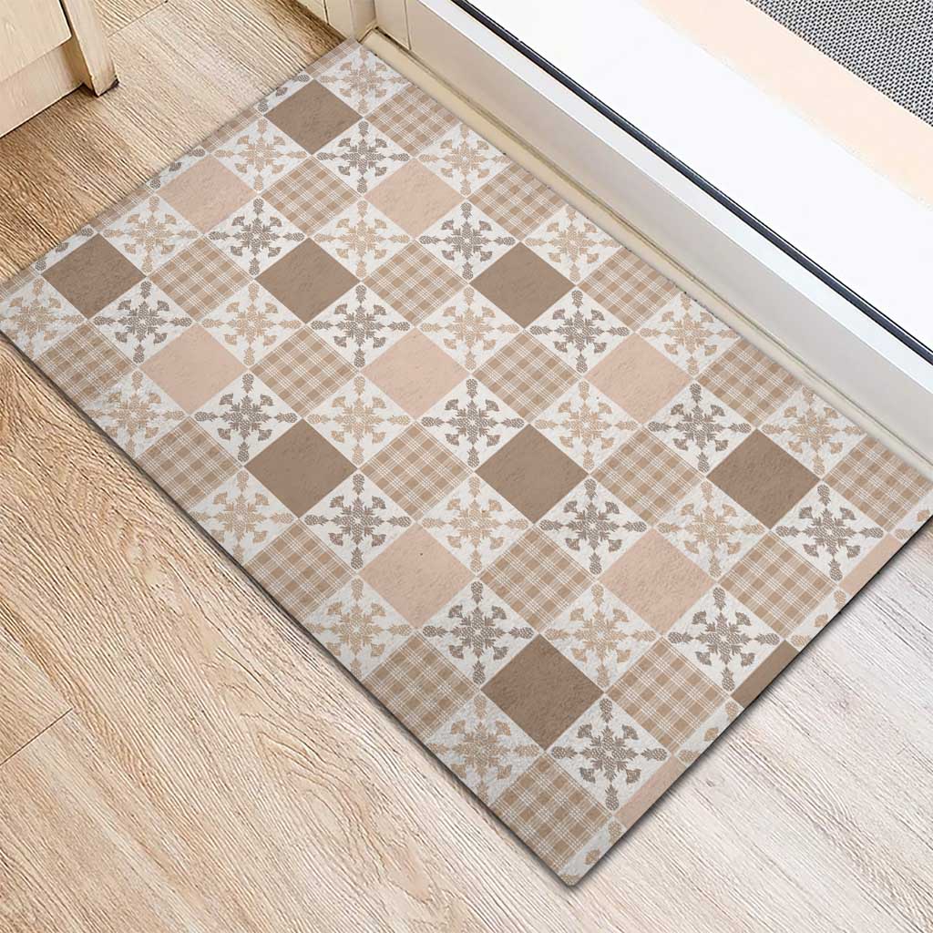 Hawaiian Palaka Quilt Pattern Rubber Doormat Hawaii Culture Pineapple - Polynesian Pride