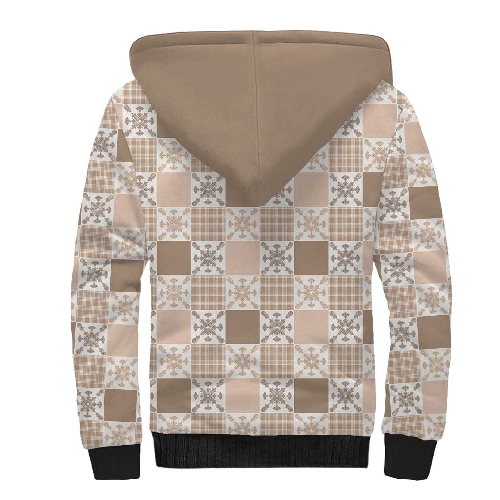 Hawaiian Palaka Quilt Pattern Sherpa Hoodie Hawaii Culture Pineapple - Polynesian Pride