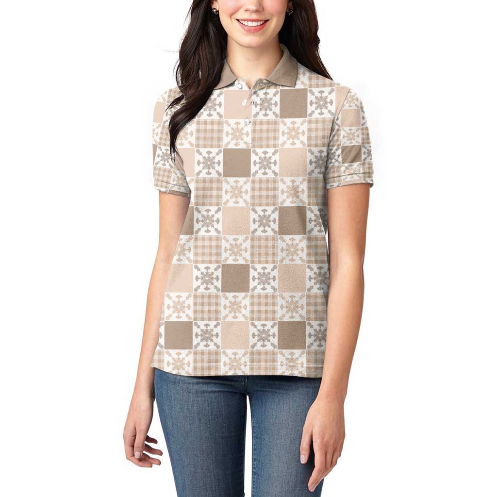 Hawaiian Palaka Quilt Pattern Women Polo Shirt Hawaii Culture Pineapple - Polynesian Pride