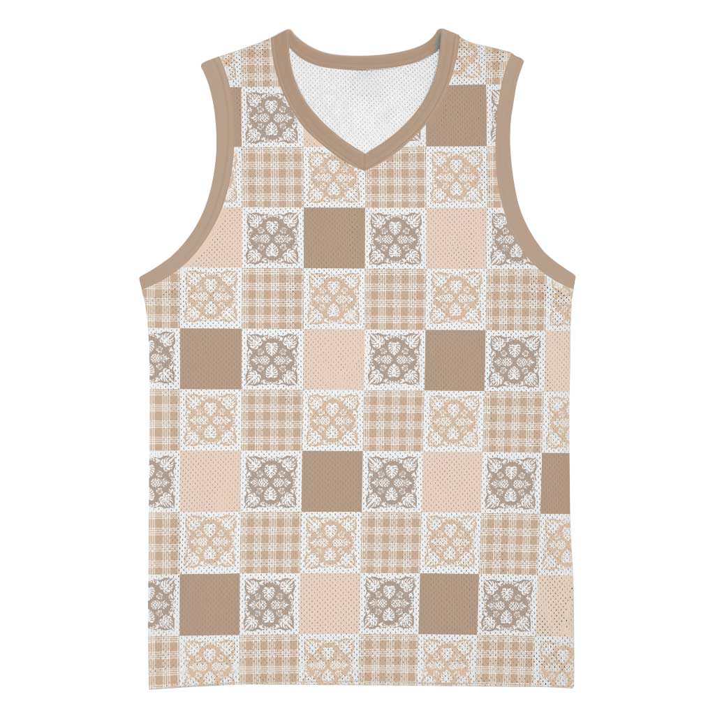 Hawaiian Palaka Quilt Pattern Basketball Jersey Hawaii Culture Tropical Flowers Mix - Polynesian Pride