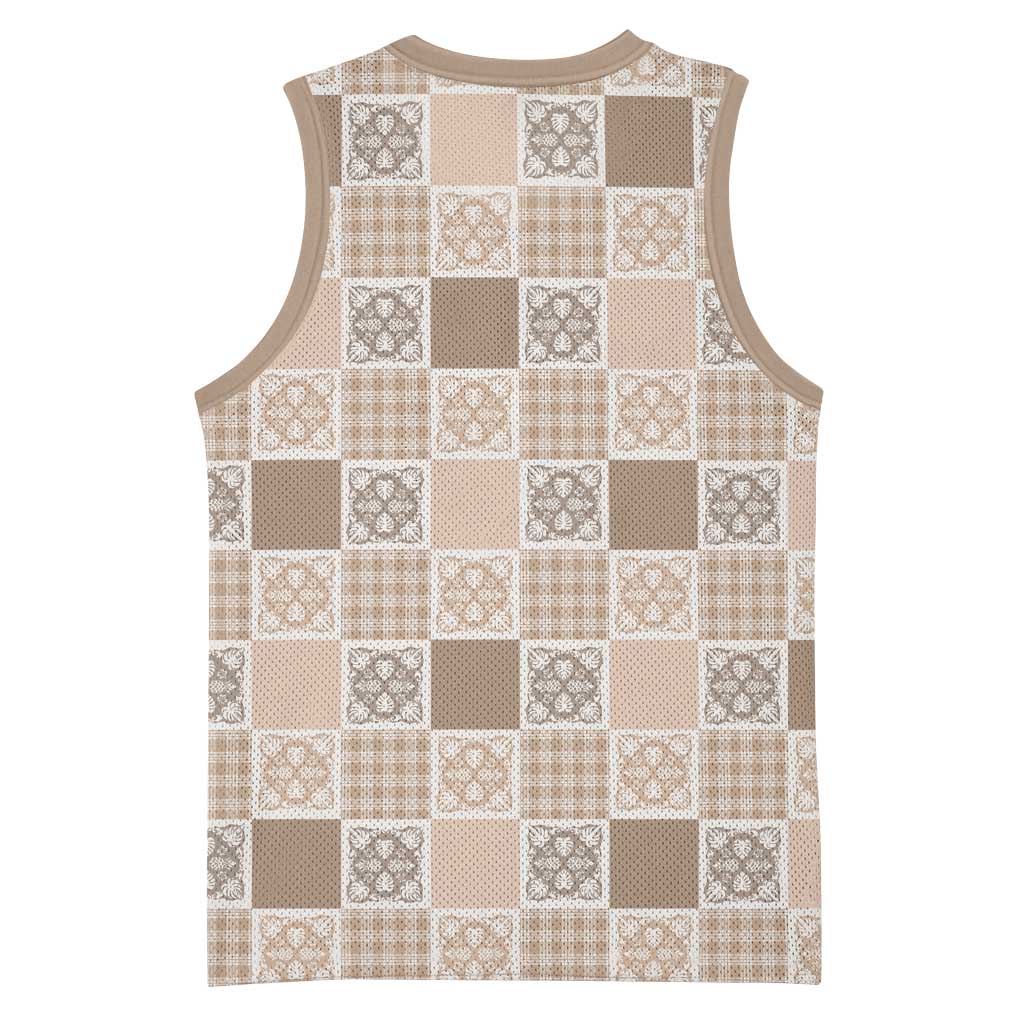 Hawaiian Palaka Quilt Pattern Basketball Jersey Hawaii Culture Tropical Flowers Mix - Polynesian Pride