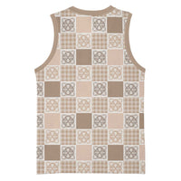 Hawaiian Palaka Quilt Pattern Basketball Jersey Hawaii Culture Tropical Flowers Mix - Polynesian Pride