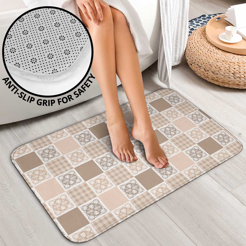 Hawaiian Palaka Quilt Pattern Bathroom Set Hawaii Culture Tropical Flowers Mix - Polynesian Pride