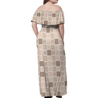 Hawaiian Palaka Quilt Pattern Family Matching Off Shoulder Maxi Dress and Hawaiian Shirt Hawaii Culture Tropical Flowers Mix - Polynesian Pride