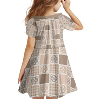 Hawaiian Palaka Quilt Pattern Family Matching Short Sleeve Bodycon Dress and Hawaiian Shirt Hawaii Culture Tropical Flowers Mix - Polynesian Pride