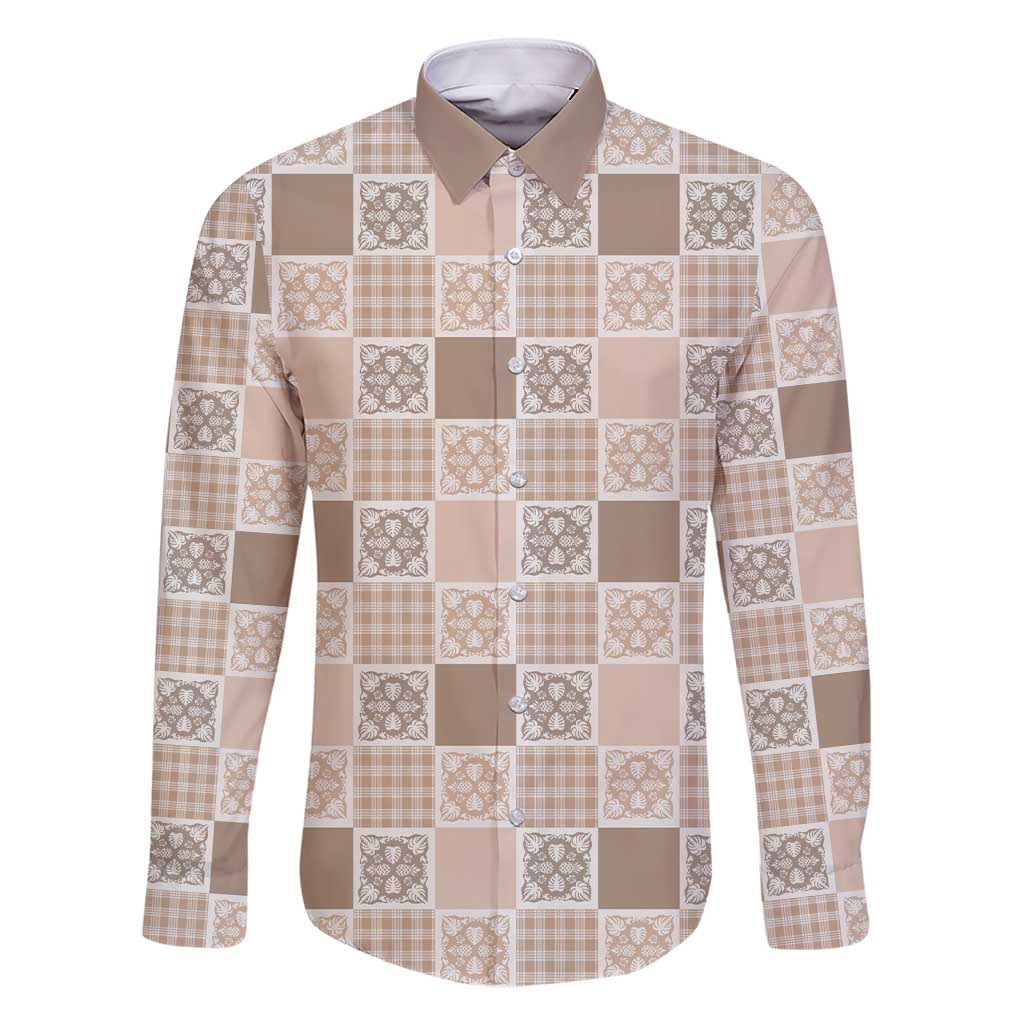 Hawaiian Palaka Quilt Pattern Family Matching Short Sleeve Bodycon Dress and Hawaiian Shirt Hawaii Culture Tropical Flowers Mix - Polynesian Pride