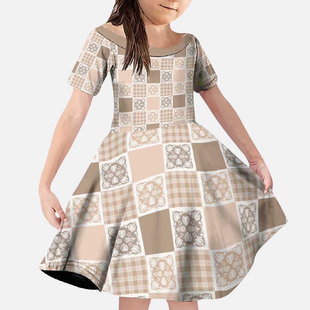 Hawaiian Palaka Quilt Pattern Family Matching Summer Maxi Dress and Hawaiian Shirt Hawaii Culture Tropical Flowers Mix - Polynesian Pride