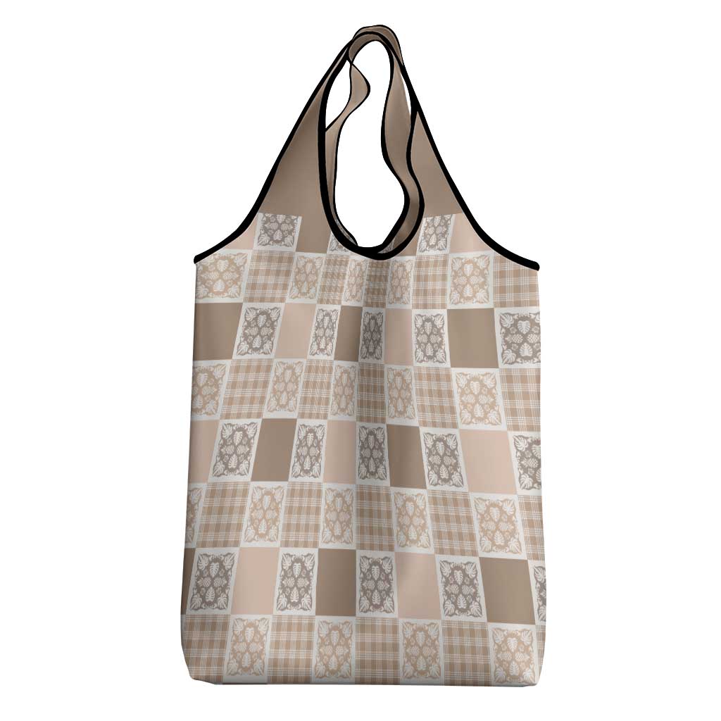 Hawaiian Palaka Quilt Pattern Grocery Bag Hawaii Culture Tropical Flowers Mix - Polynesian Pride