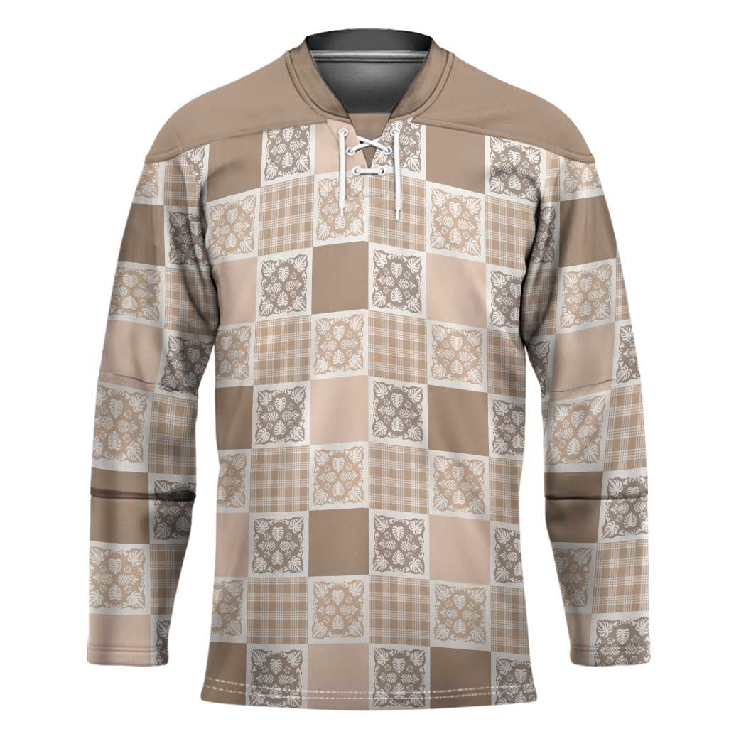 Hawaiian Palaka Quilt Pattern Hockey Jersey Hawaii Culture Tropical Flowers Mix - Polynesian Pride