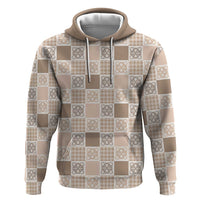 Hawaiian Palaka Quilt Pattern Hoodie Hawaii Culture Tropical Flowers Mix - Polynesian Pride