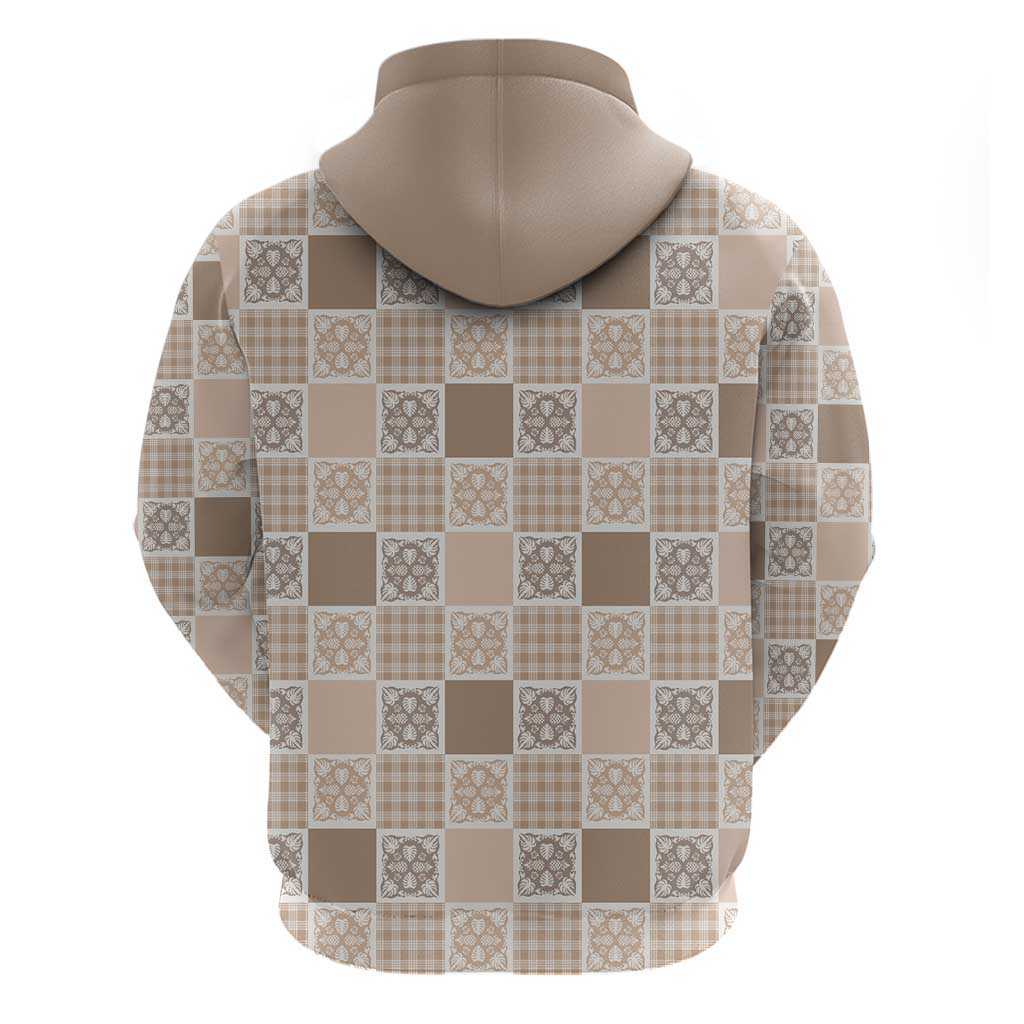 Hawaiian Palaka Quilt Pattern Hoodie Hawaii Culture Tropical Flowers Mix - Polynesian Pride