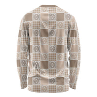 Hawaiian Palaka Quilt Pattern Long Sleeve Shirt Hawaii Culture Tropical Flowers Mix - Polynesian Pride