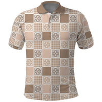 Hawaiian Palaka Quilt Pattern Polo Shirt Hawaii Culture Tropical Flowers Mix - Polynesian Pride