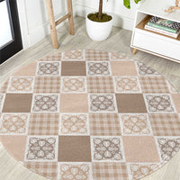 Hawaiian Palaka Quilt Pattern Round Carpet Hawaii Culture Tropical Flowers Mix - Polynesian Pride