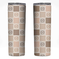 Hawaiian Palaka Quilt Pattern Skinny Tumbler Hawaii Culture Tropical Flowers Mix - Polynesian Pride