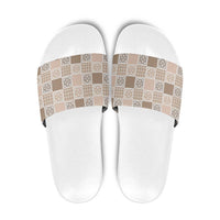 Hawaiian Palaka Quilt Pattern Slide Sandals Hawaii Culture Tropical Flowers Mix - Polynesian Pride