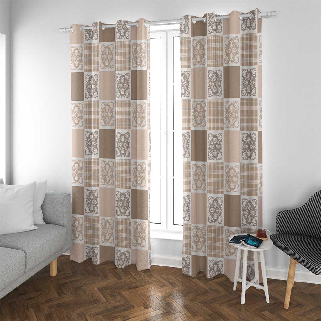 Hawaiian Palaka Quilt Pattern Window Curtain Hawaii Culture Tropical Flowers Mix - Polynesian Pride