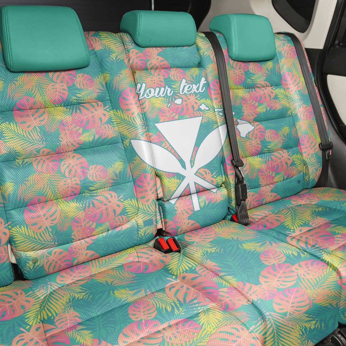 Seamless Hawaiian Quilt Pattern Back Car Seat Cover Hawaii Culture Palm Leaf Tropical - Polynesian Pride