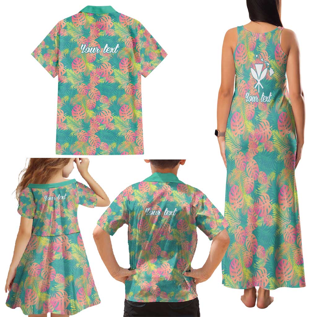 Seamless Hawaiian Quilt Pattern Family Matching Tank Maxi Dress and Hawaiian Shirt Hawaii Culture Palm Leaf Tropical - Polynesian Pride