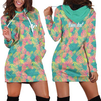 Seamless Hawaiian Quilt Pattern Hoodie Dress Hawaii Culture Palm Leaf Tropical - Polynesian Pride