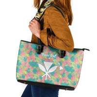 Seamless Hawaiian Quilt Pattern Leather Tote Bag Hawaii Culture Palm Leaf Tropical - Polynesian Pride