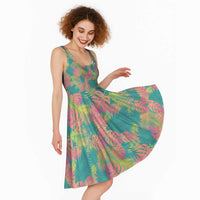 Seamless Hawaiian Quilt Pattern Midi Dress Hawaii Culture Palm Leaf Tropical - Polynesian Pride