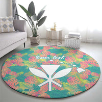 Seamless Hawaiian Quilt Pattern Round Carpet Hawaii Culture Palm Leaf Tropical - Polynesian Pride