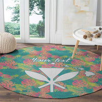 Seamless Hawaiian Quilt Pattern Round Carpet Hawaii Culture Palm Leaf Tropical - Polynesian Pride